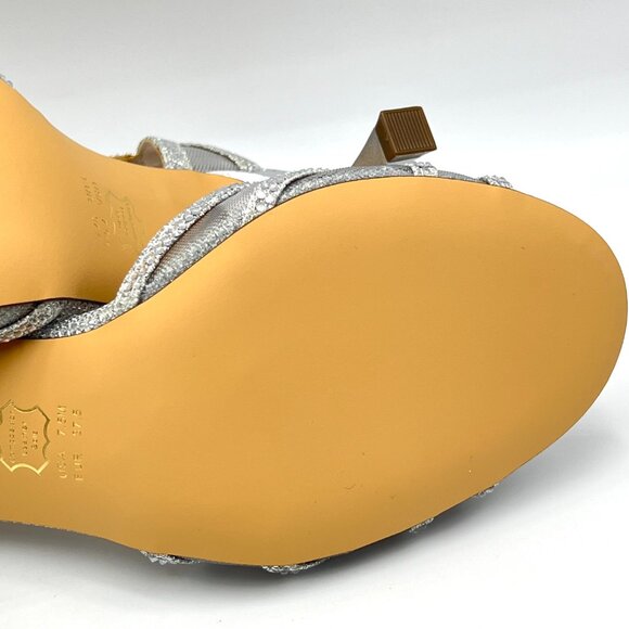 Nina Womens Size 7.5M Silver Jeweled Dress Sandals Heels Shoes - Picture 12 of 15